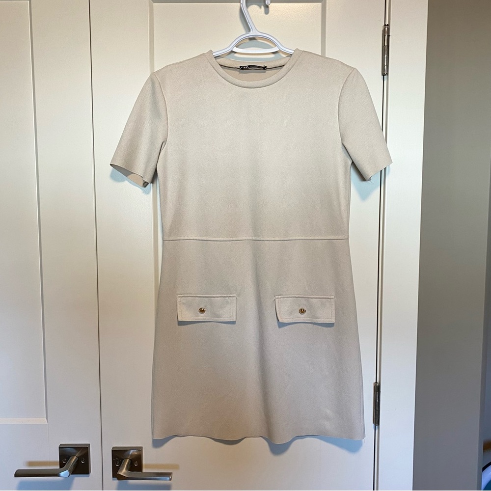Zara Beige T-shirt Shift Dress